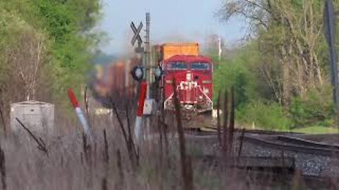 CSX Q165 Intermodal Double-Stack Train with Canadian Pacific Power from Bascom, Ohio May 7, 2021