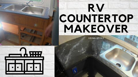 RV Remodel - Countertop makeover using epoxy. Check out the before and after. What do you think?