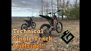 Sketchy Technical Single Track along 50 foot cliff in Southern New Hampshire on Sur Ron XX Ludicrous