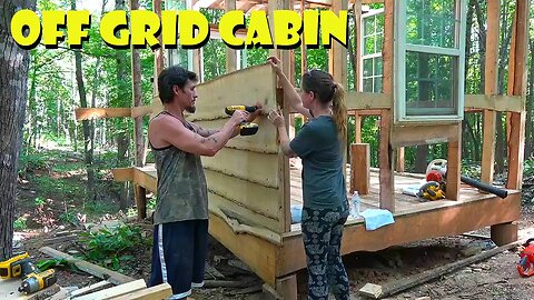 The Off Grid Cabin SIDING! Four Days in 40 minutes. Now All We Need is a Blue Roof 😎