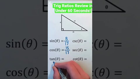 Trig Ratios in less than a minute #trigs #trigonometry #trigratios #algebra #precalc
