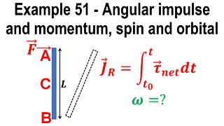 Example problem 51 - Angular impulse and momentum, spin and orbital - Classical mechanics - Physics