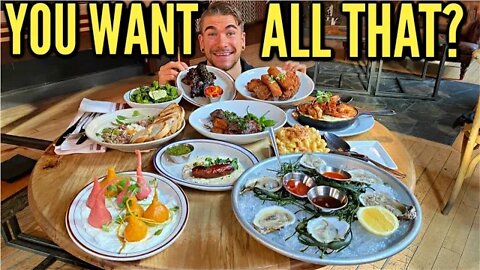 GIANT AMERICAN PUB FOOD FEAST | Steak, Fried Chicken, Shrimp, Ribs, Oysters, Mac & Cheese