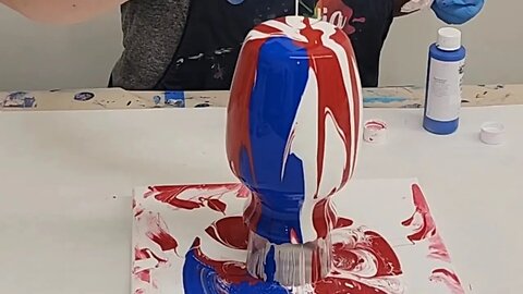 Happy 4th! Acrylic Pour Vase Project - Red, White, and Blue