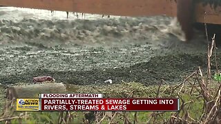 Partially-treated sewage getting into rivers, streams & lakes