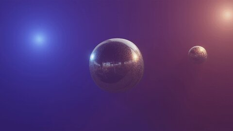 reflection sphere with glowing neon cubes (vj loop 2022) | free 4k background video animation