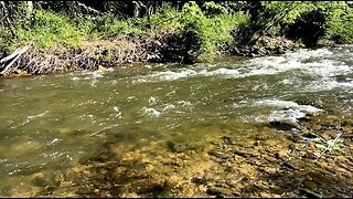 Mountain Streams and peaceful music.