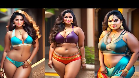 Plus Size South Indian's Bikini Models Fashion | Indian Women Traditional Style Look Ai Generate