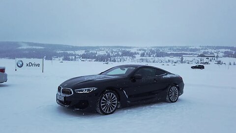 BMW M5 Competition xDrive and 840d Coupe xDrive in a frozen lake BMW Winter xDrive Experience 2019