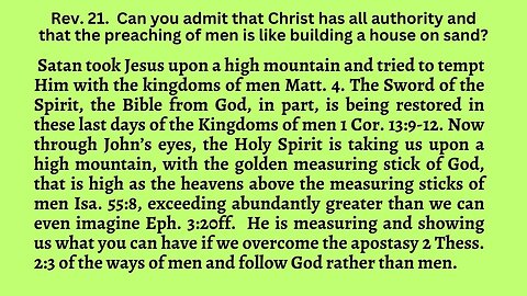 Rev 21. One faith, from God Christianity, is as high as the heavens above the religions of men