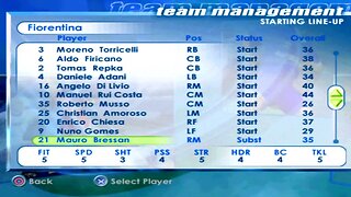FIFA 2001 Fiorentina Overall Player Ratings