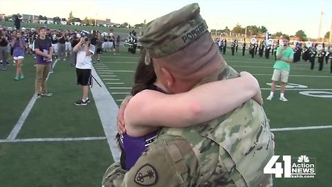 Soldier surprises daughter after returning home