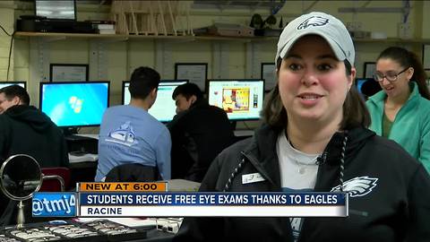 Philadelphia Eagles "Eye Mobile" stops by Racine's Horlick High School