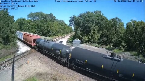 NS Leader on SB UP Manifest with CSX and KCS Units at Mills Tower on August 28, 2022 #steelhighway