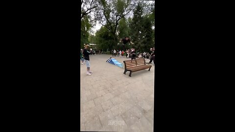 dude on skateboard gets fucking wrecked.