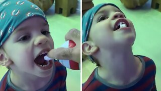 Kid Tries Whipped Cream For The First Time, Absolutely Loves It