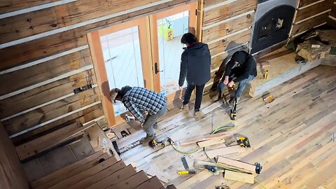 Our RECLAIMED HARDWOOD floors are (almost) installed! Progress on our LOG HOME (#106)
