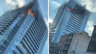 Terrifying large blaze at high-rise tower block in East London