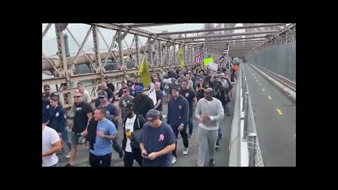 NEW YORK - Municipal Workers Protest And Chant Let's Go Brandon