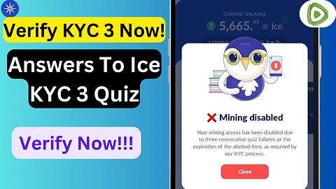 Ice Mining App Quiz KYC 3 Febuary | Ice Network KYC Step 3 Quiz || Mining Account Disabled "Solved"