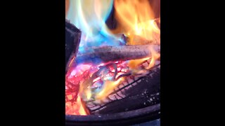 Relaxing rainbow colored campfire