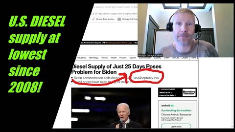 US Diesel supply of is DOWN to JUST 25 DAYS SUPPLY!!!