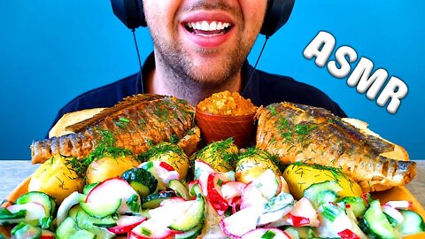 ASMR DORADO FISH + FRIED POTATO + ZUCCHINI CAVAIR | EATING SOUNDS (NO TALKING) MUKBANG