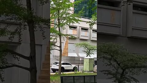Portland Riot Zones - Justice Center Boarded Up - Limited Access