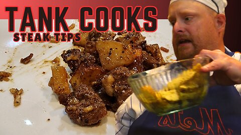 Tank Cooks Air Fryer Steak Tips and Potatoes