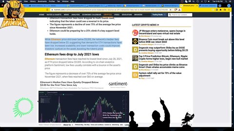 Ethereum GWEI Transaction Fees Falling. Indicating a possible Ethereum 25% Price Increase.