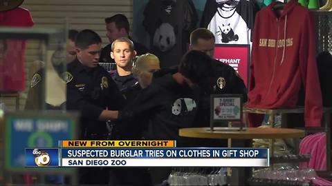 Police arrested suspected burglar who tried on clothes at San Diego Zoo gift shop