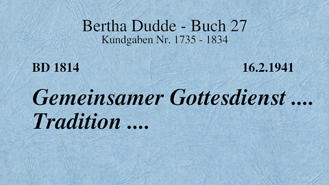 BD 1814 - GEMEINSAMER GOTTESDIENST .... TRADITION ....