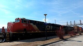 CN 3801 & CN 2579 Engines Intermodal Train Eastbound In Ontario
