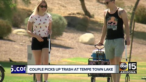 Valley couple cleans up trash around Tempe Town Lake