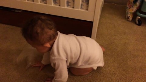 Baby Girl Struggles To Get Off A Ball Of Tape Stuck To Her Hand