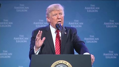 President Donald Trump speaks to the American Legion Convention in Reno, Nevada