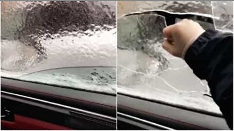 Car has a second window...made of ice!