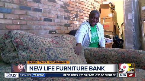 Furniture Bank building tables, collecting plates for people transitioning out of homelessness