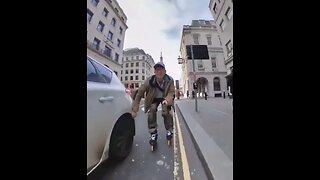 Roller Blader plays stupid game and wins stupid prize