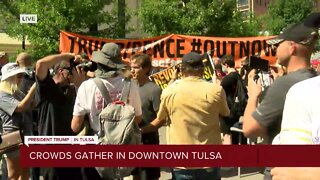 Crowds gather in downtown Tulsa