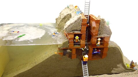 Original Flood And Dam Breach Experiment Video - LEGO Underground Base