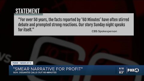 DeSantis calls 60 Minutes story "smear narrative for profit"