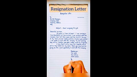 Resignation letter,most helpful video