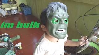 funny kids with hulk mask