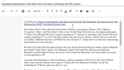 Conspiracy Researchers: Texe Marrs and Jim Marrs, Astrology, and The Jesuits #gematria #truth #mars