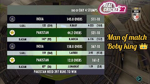 Pak vs Ind Test match|Babar Azam and S.Shakeel 200 runs Partnership| Real cricket 22 Gameplay