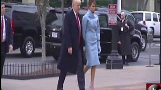 President-Elect Donald Trump and future First Lady Melania Trump arrive for church services