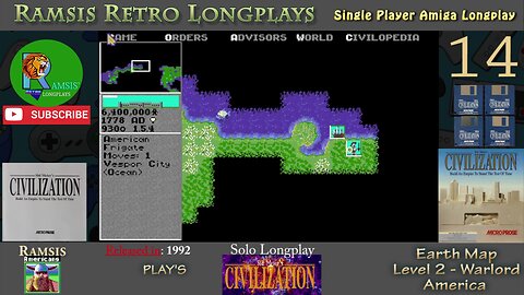 Sid Meier's Civilization | 1992 | Amiga | Warlord | EARTH | America - Episode #14 | Longplay