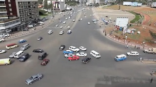 Drivers Navigate Chaotic Intersection In Ethiopia