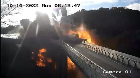 WATCH: Russian Cruise Missile Strike Popular Kyiv Footbridge